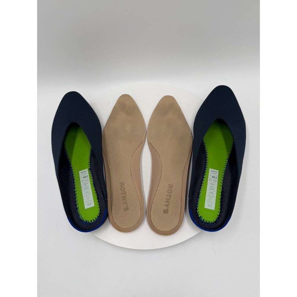 Rothy's The Almond Demi Mule Flats Womens Size 8.5 Navy Washable Knit - Picture 8 of 9